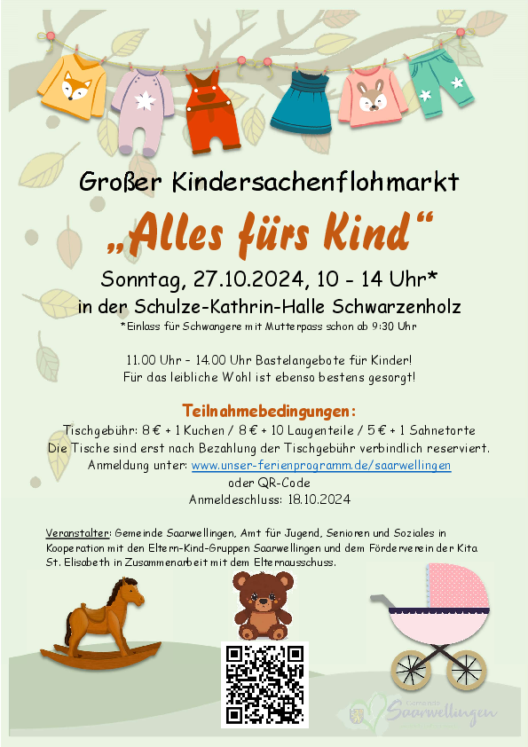 Plakat des Kindersachenflohmarktes im Oktober 2024